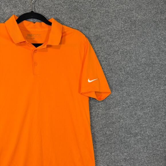 Nike Shirt Mens Small Orange Short Sleeve Outdoors Golf Stretch Logo Swoosh - Picture 3 of 8
